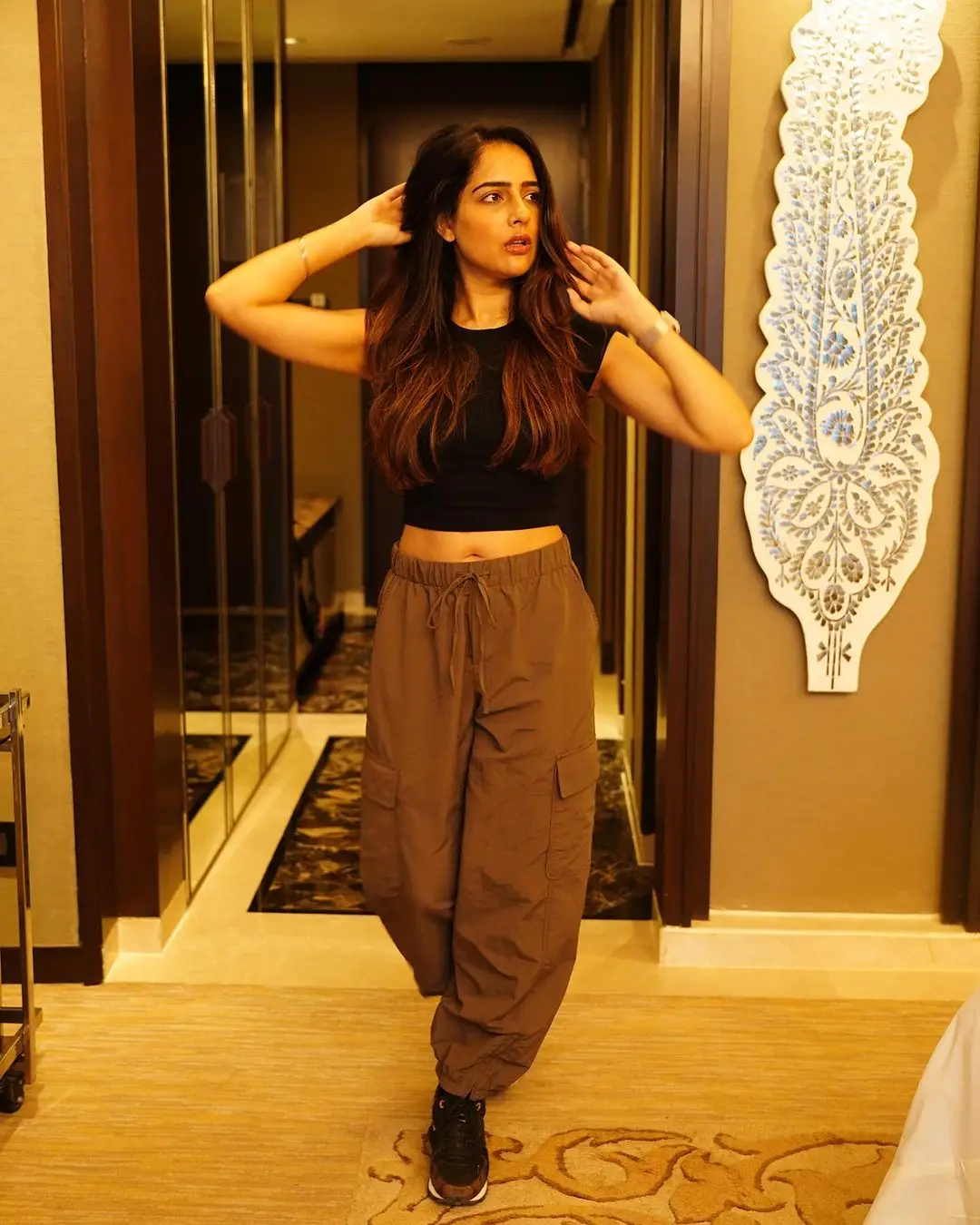 Malvi Malhotra Photos In Black Top Pant